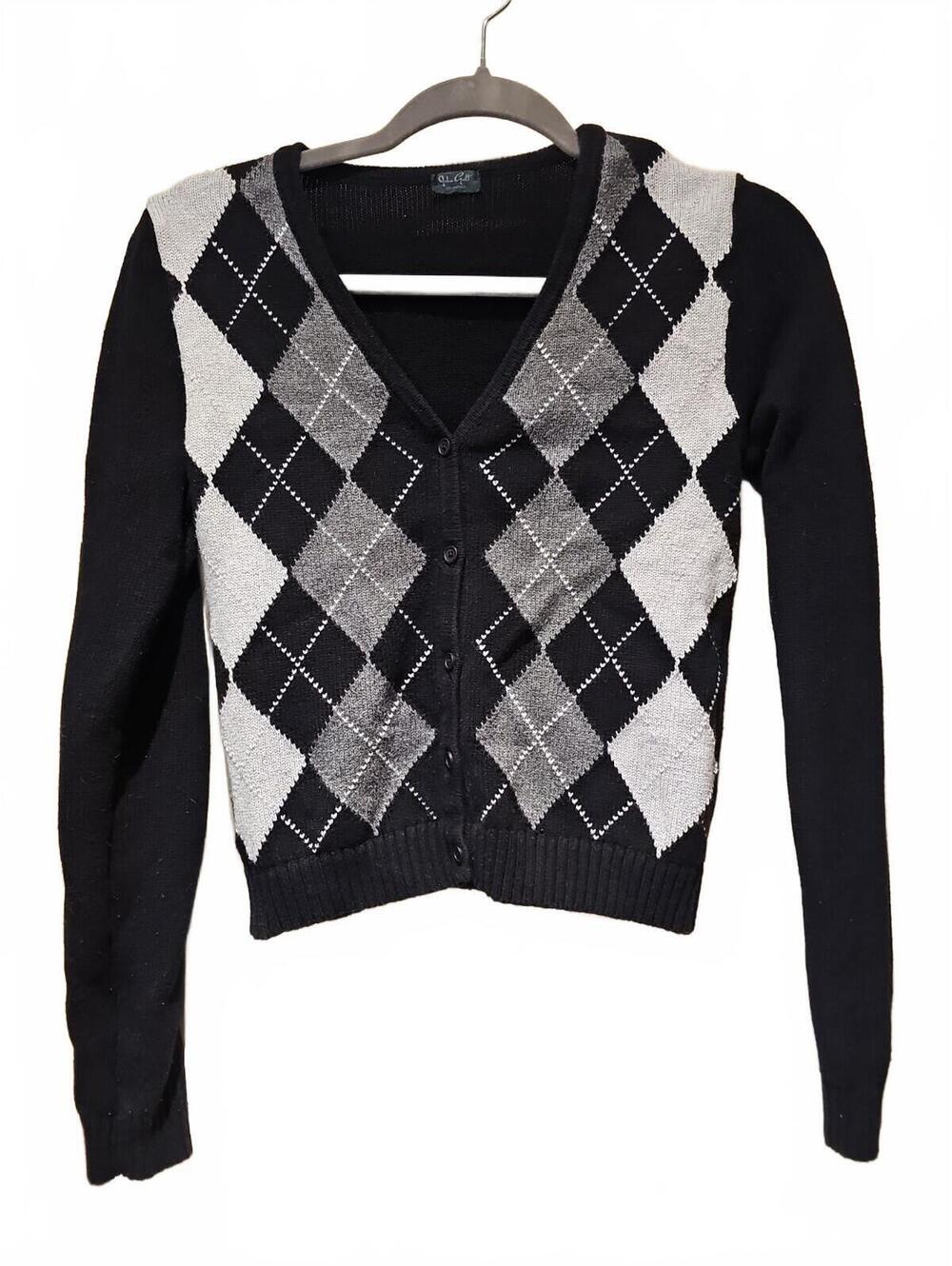 Brandy Melville John Galt Argyle Sweater Womens Gray/Black Preppy Medium